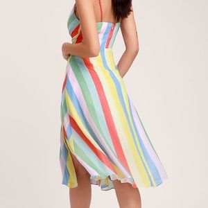Lulu's Dresses - NWT π Rainbow Striped Sleeveless Midi Dress Lulu's Dresses - NWT π Rainbow Striped Sleeveless Midi Dress